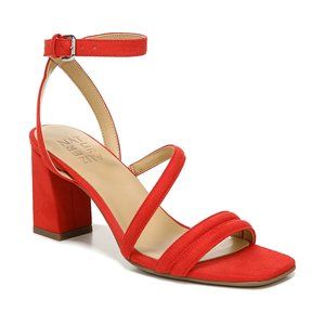 Naturalizer Womens Rizzo Red Ankle Square Toe Strappy Sandals Shoes NIB 9